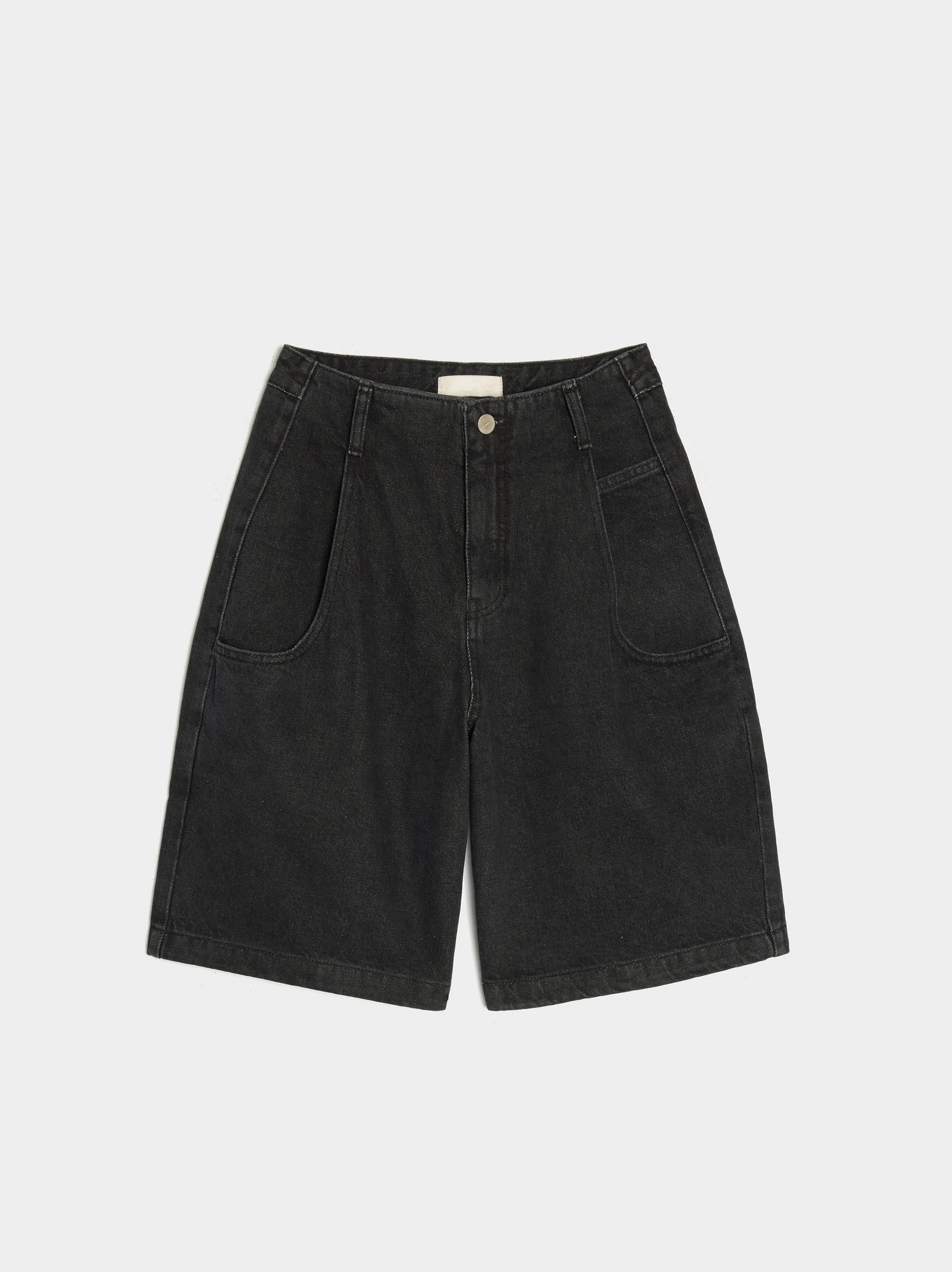 Black Cut-Out Pocket Denim Shorts