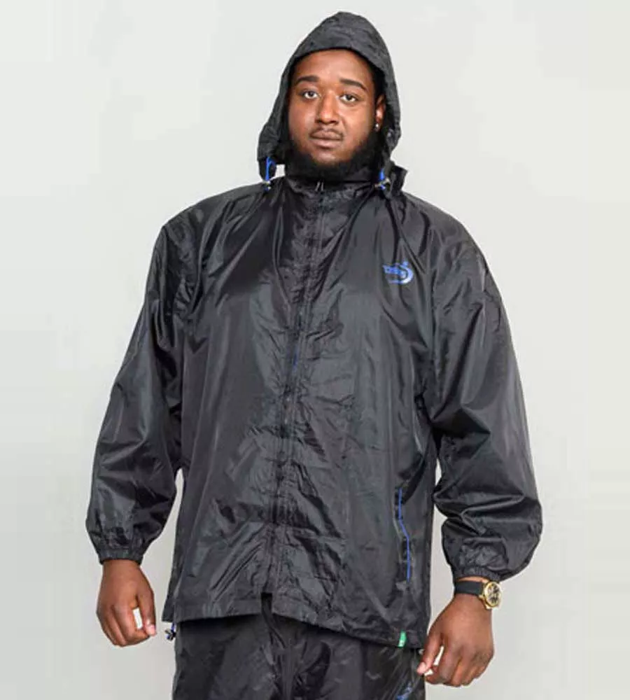 D555 Big Mens Black Packaway Weather Proof Rain Jacket ZAC BLACK