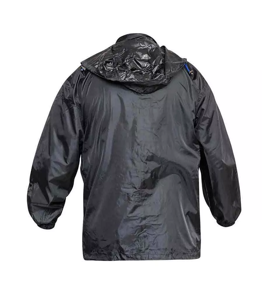 D555 Big Mens Black Packaway Weather Proof Rain Jacket ZAC BLACK