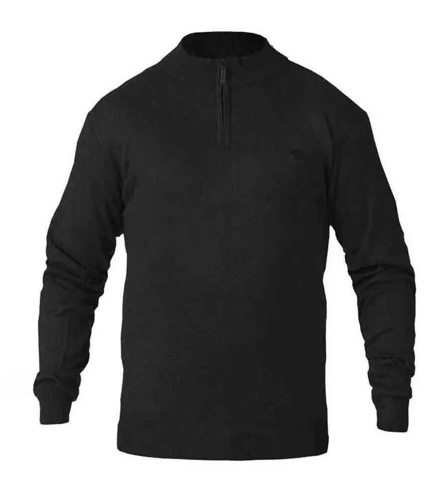 D555 Big Mens Black Quarter Zip Knitted Sweater (GIUSEPPE 1) on Sale