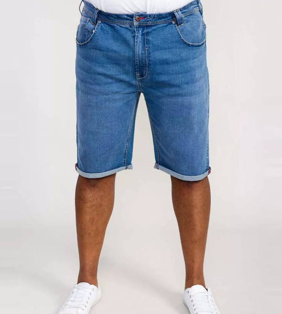 SUFFOLK Blue Stretch Denim Shorts for Big Men by D555