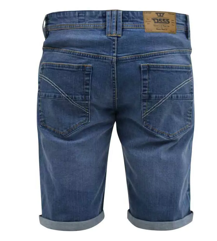 SUFFOLK Blue Stretch Denim Shorts for Big Men by D555