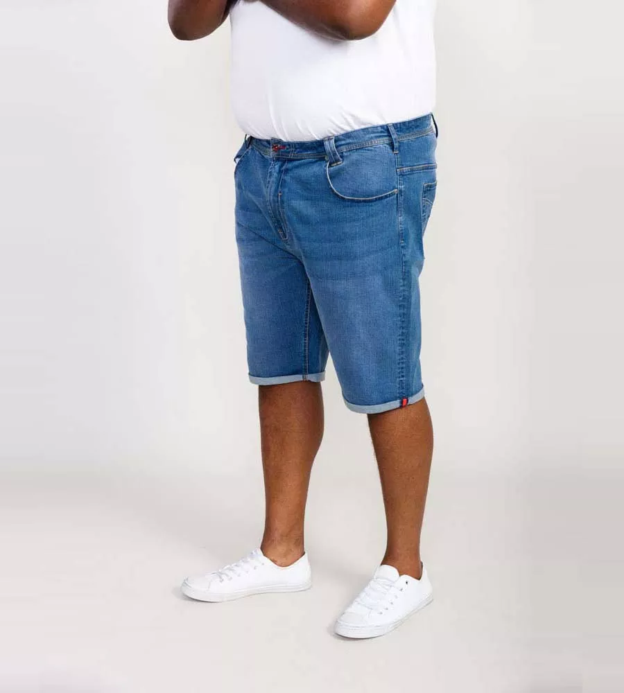 SUFFOLK Blue Stretch Denim Shorts for Big Men by D555