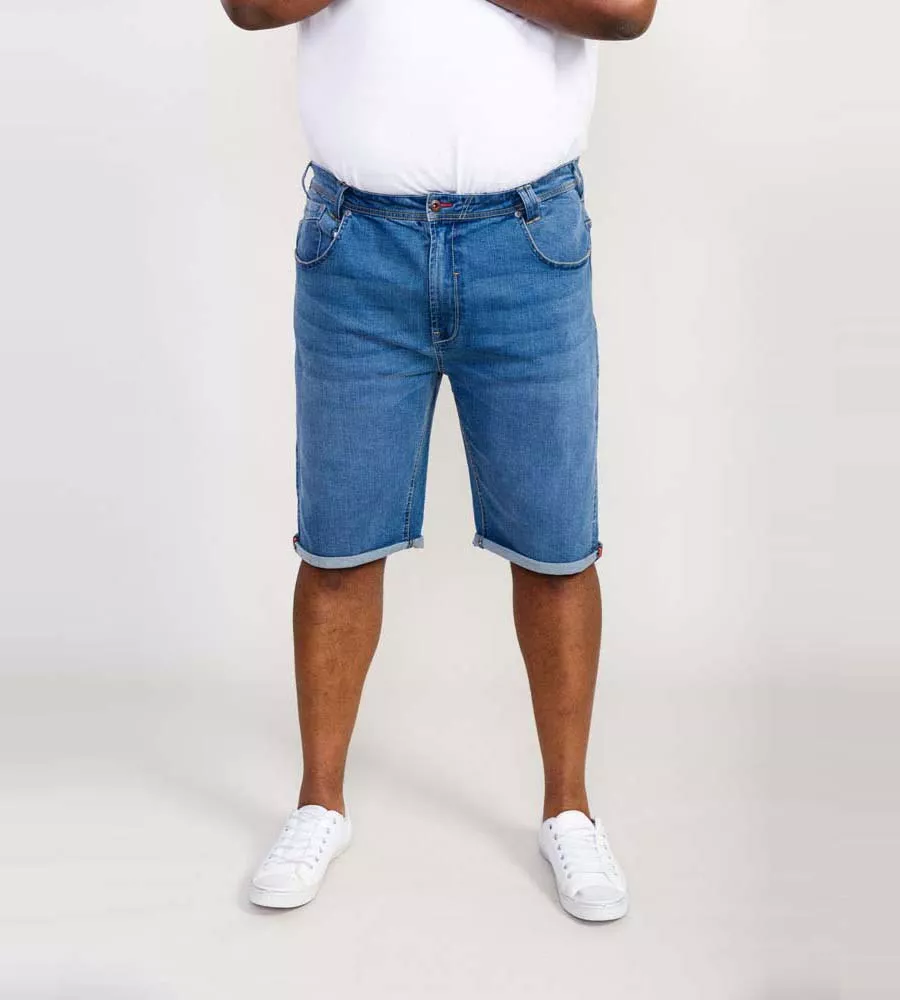 SUFFOLK Blue Stretch Denim Shorts for Big Men by D555