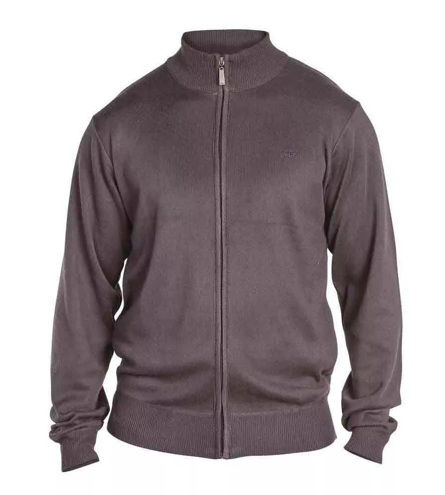 Big Men's Charcoal Plain Full Zip Sweater by D555 (BUDDY 3)