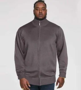 Big Men's Charcoal Plain Full Zip Sweater by D555 (BUDDY 3)