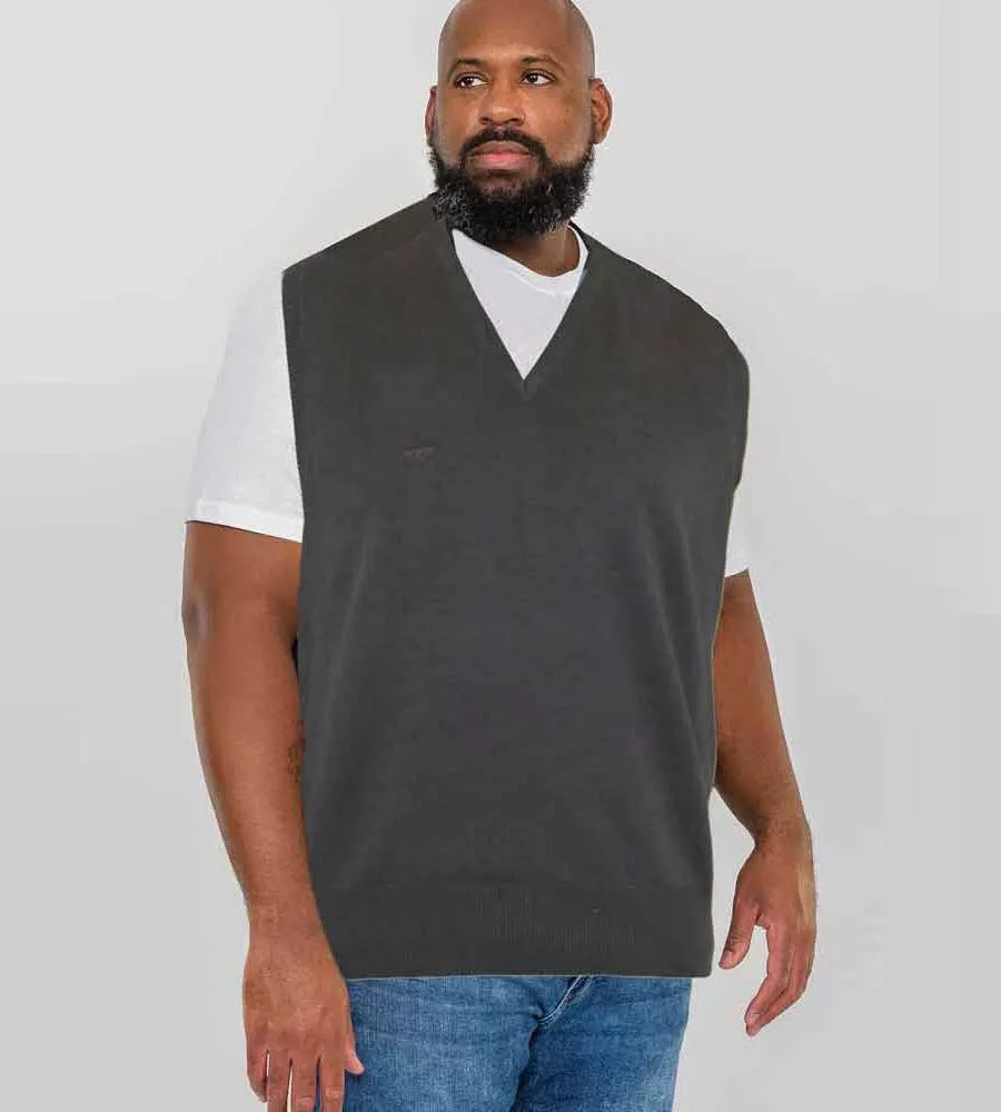 Big Men's Charcoal Sleeveless Sweater by D555 (WHITBY 3)