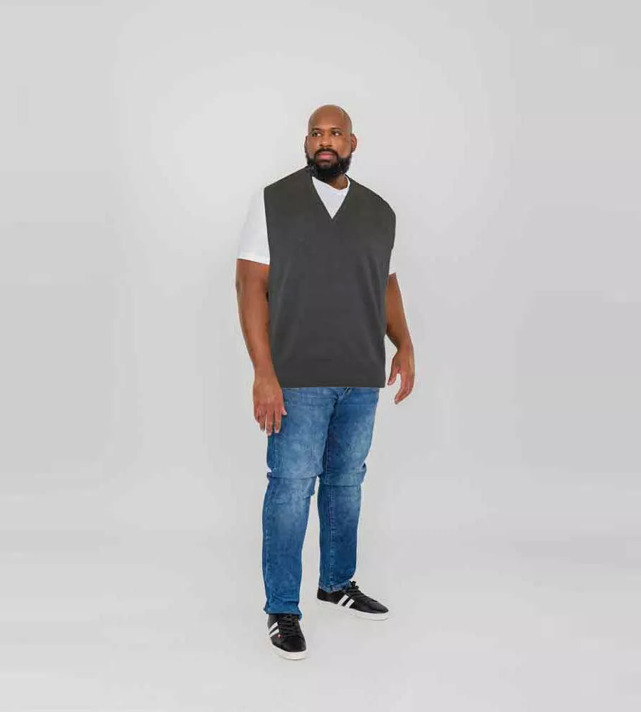 Big Men's Charcoal Sleeveless Sweater by D555 (WHITBY 3)