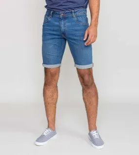 BROXBOURNE Blue Stretch Denim Shorts for Men by D555