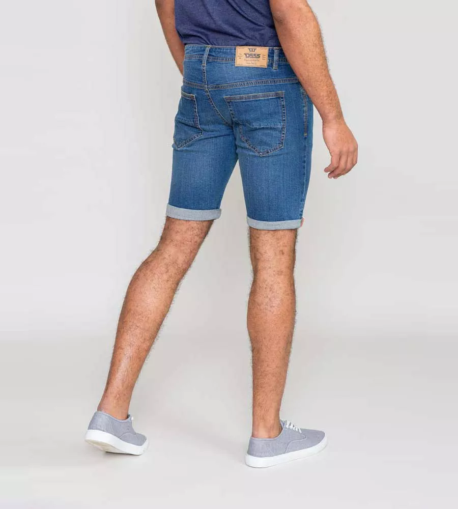 BROXBOURNE Blue Stretch Denim Shorts for Men by D555