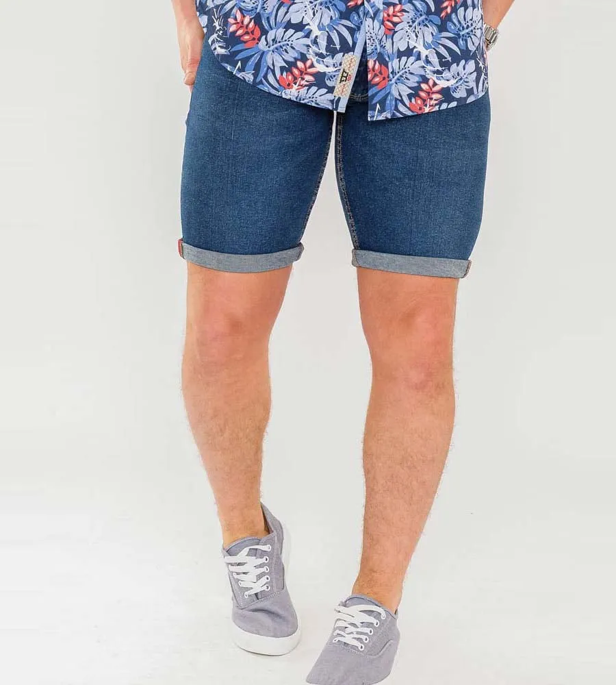 D555 Men's Blue Stretch Denim Shorts (DAVIDSON)