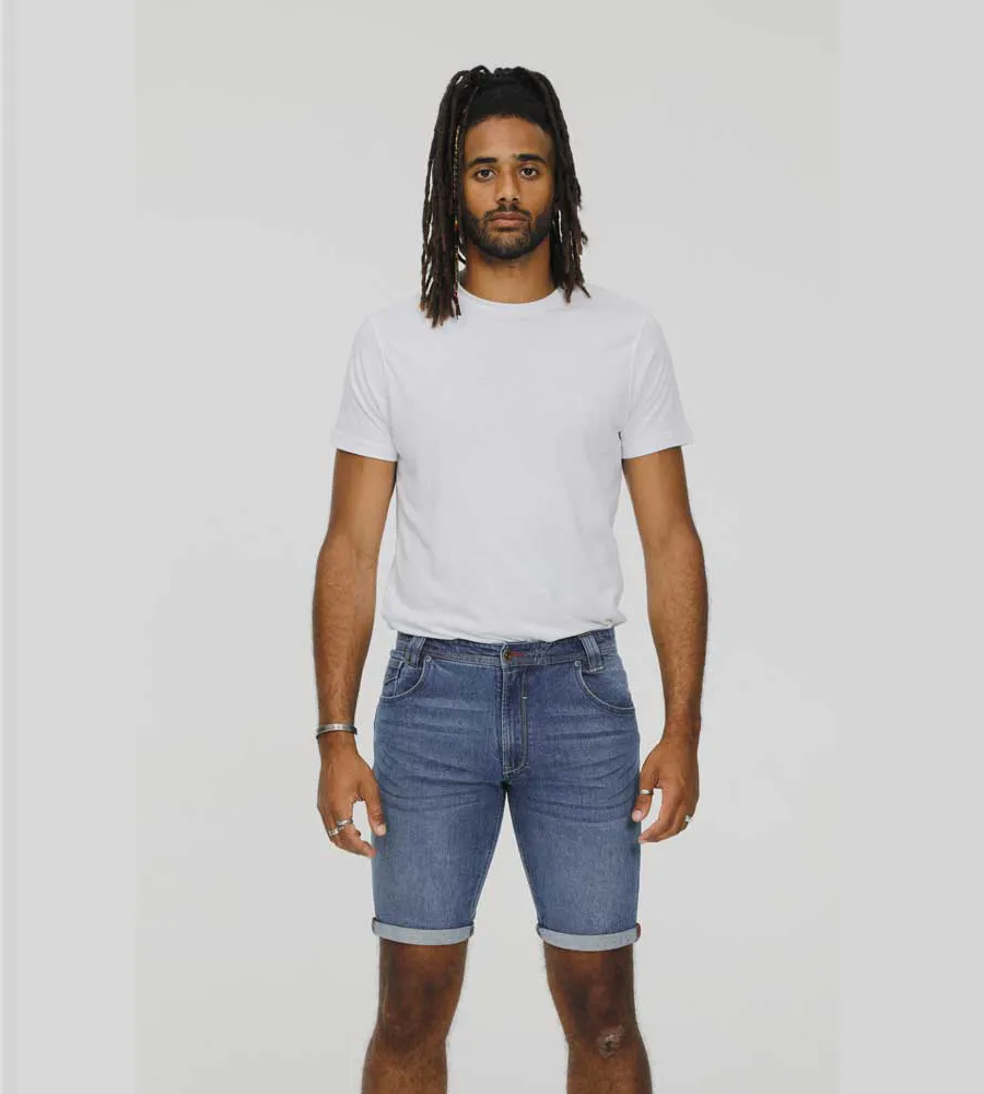 D555 Men's Blue Stretch Denim Shorts (JONES)