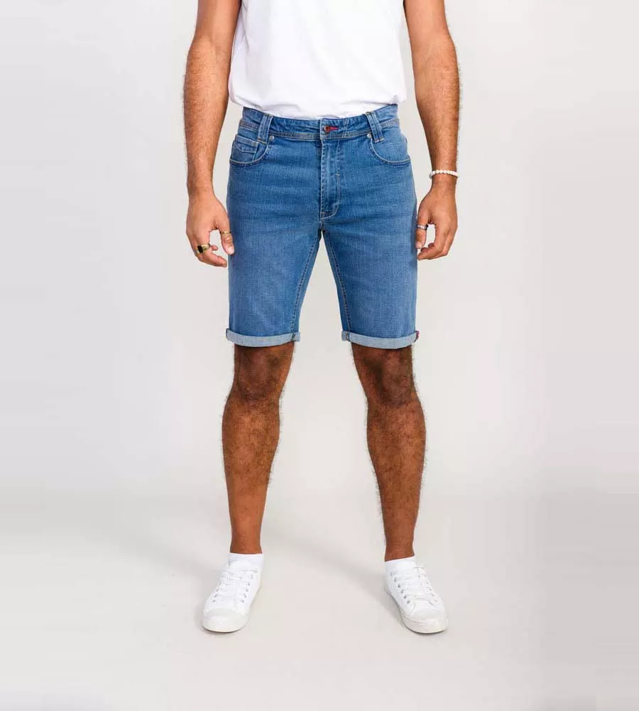 D555 Men's Blue Stretch Denim Shorts Suffolk