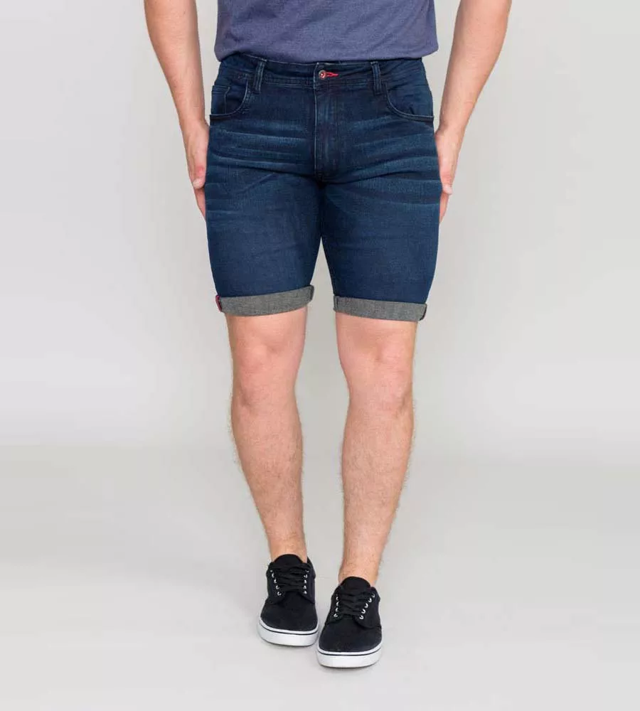 D555 Men's Dark Blue Stretch Denim Shorts Brentwood