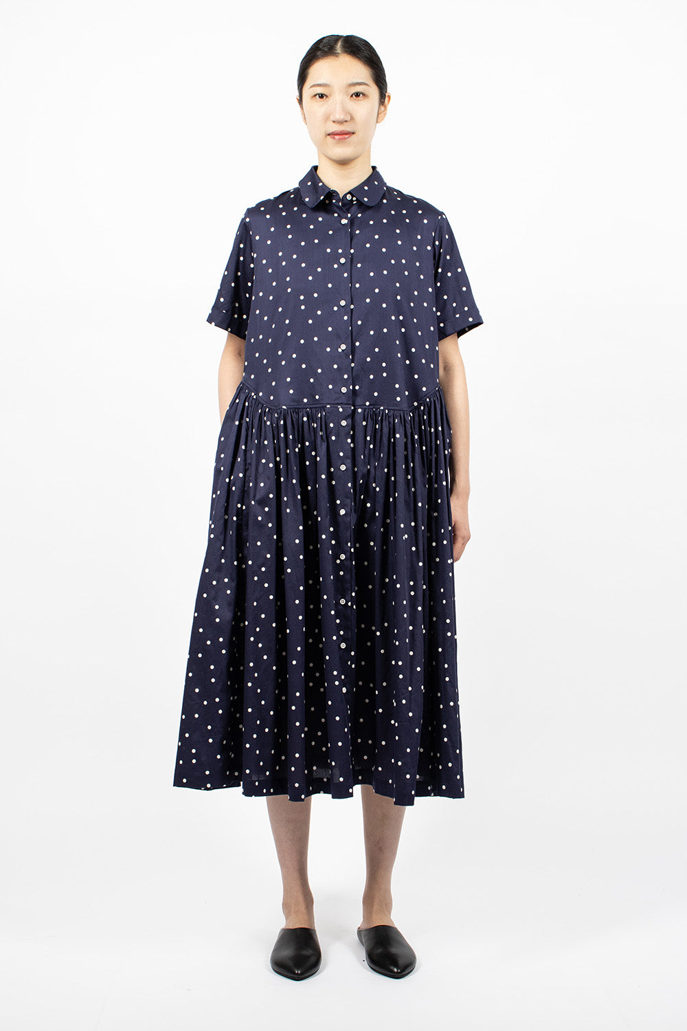 Dark Navy/Ivory Dots Daphne Dress