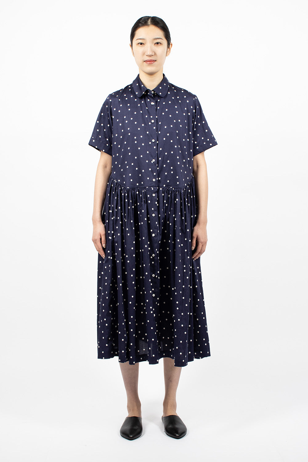 Dark Navy/Ivory Dots Daphne Dress