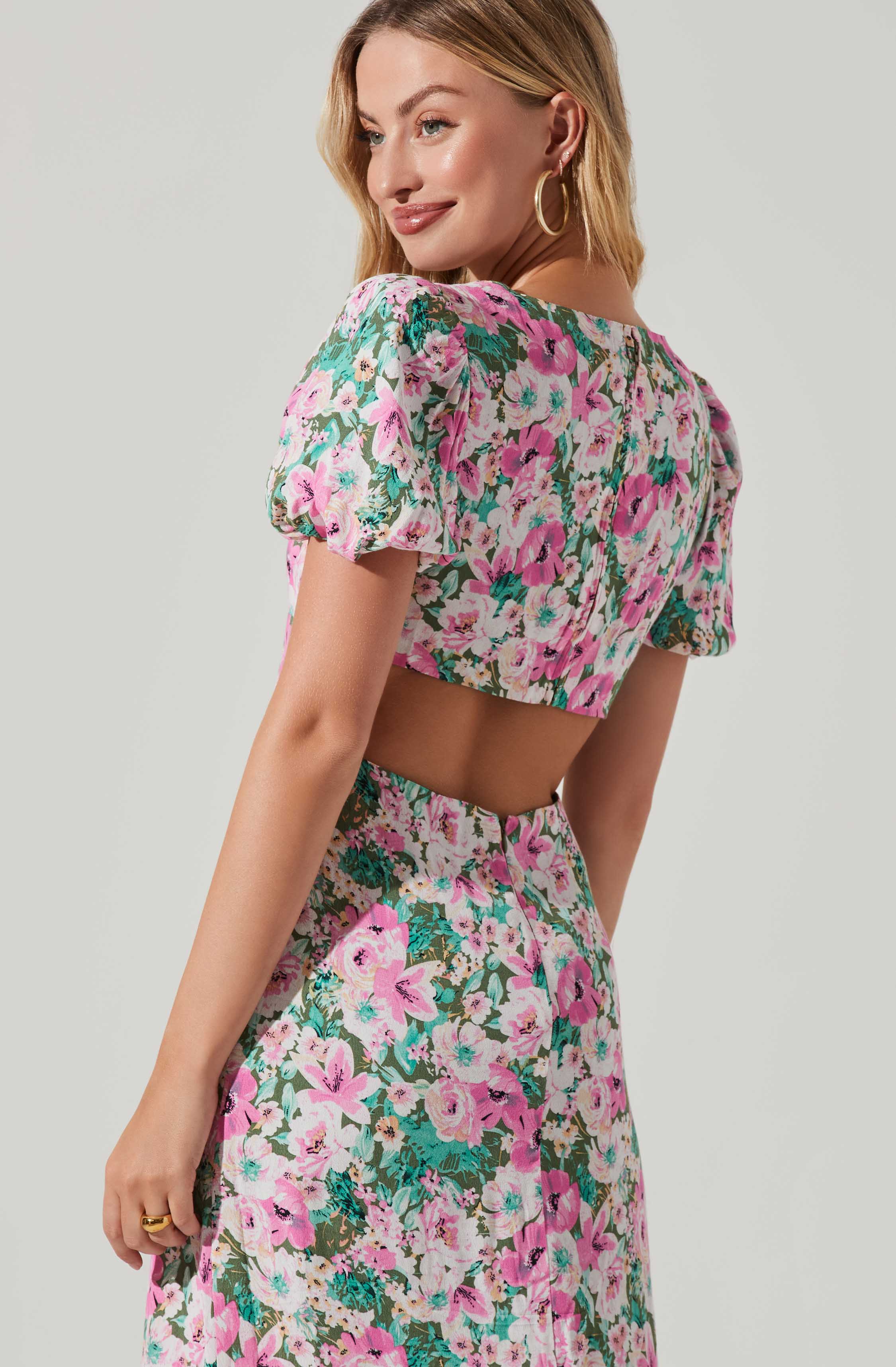 Dayanara Floral Puff Sleeve Midi Dress - Buy Now