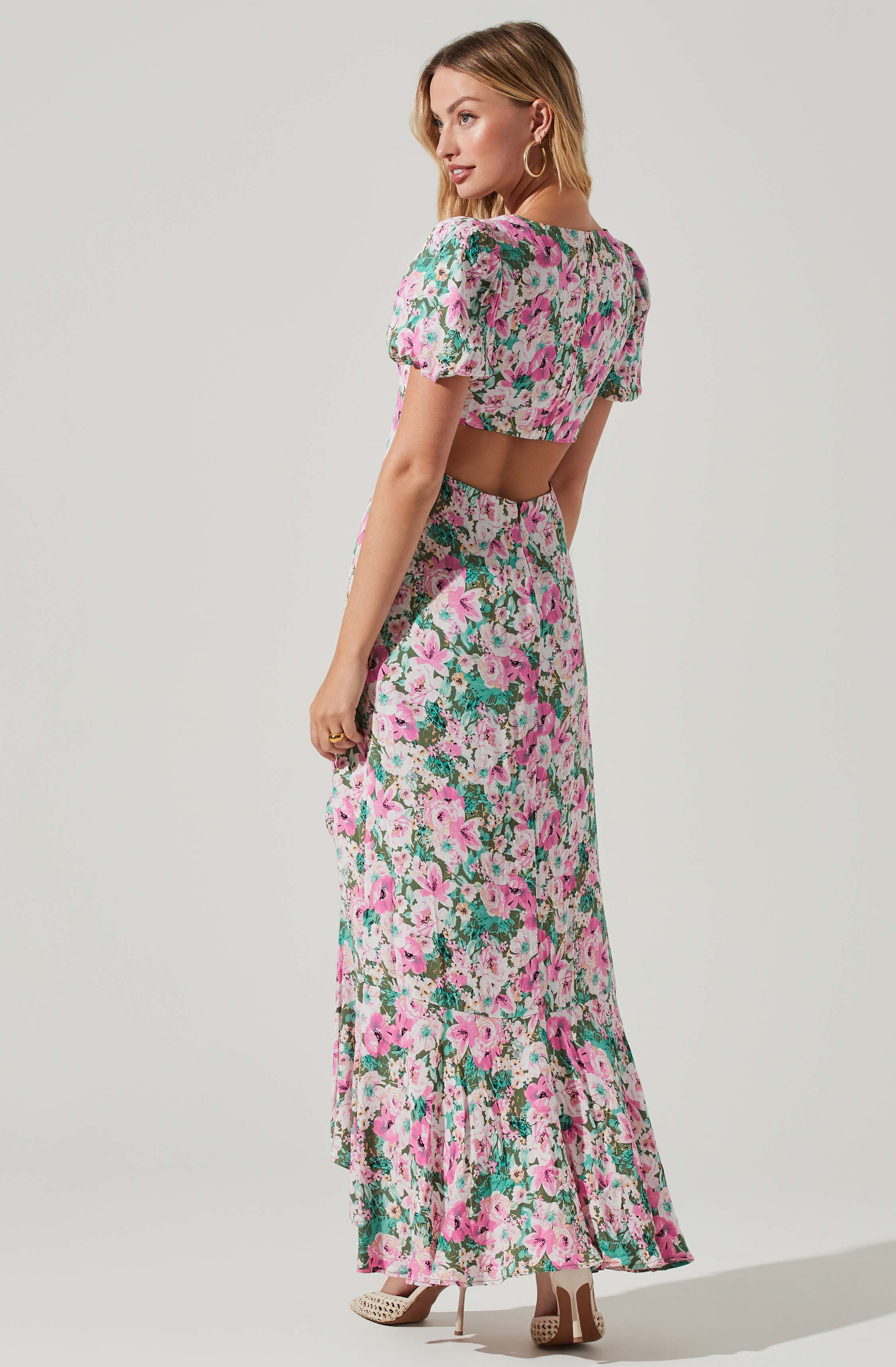 Dayanara Floral Puff Sleeve Midi Dress - Buy Now