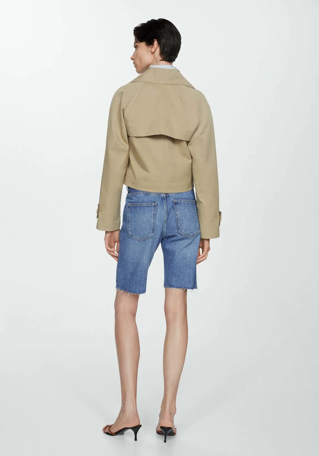 Frayed hem denim bermuda shorts