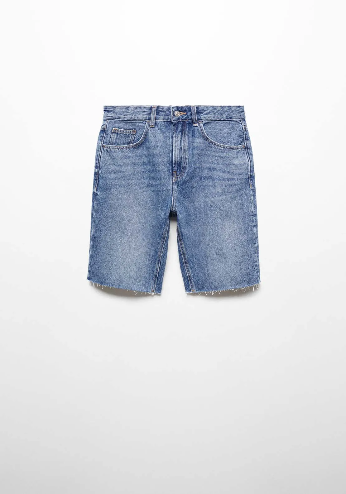 Frayed hem denim bermuda shorts