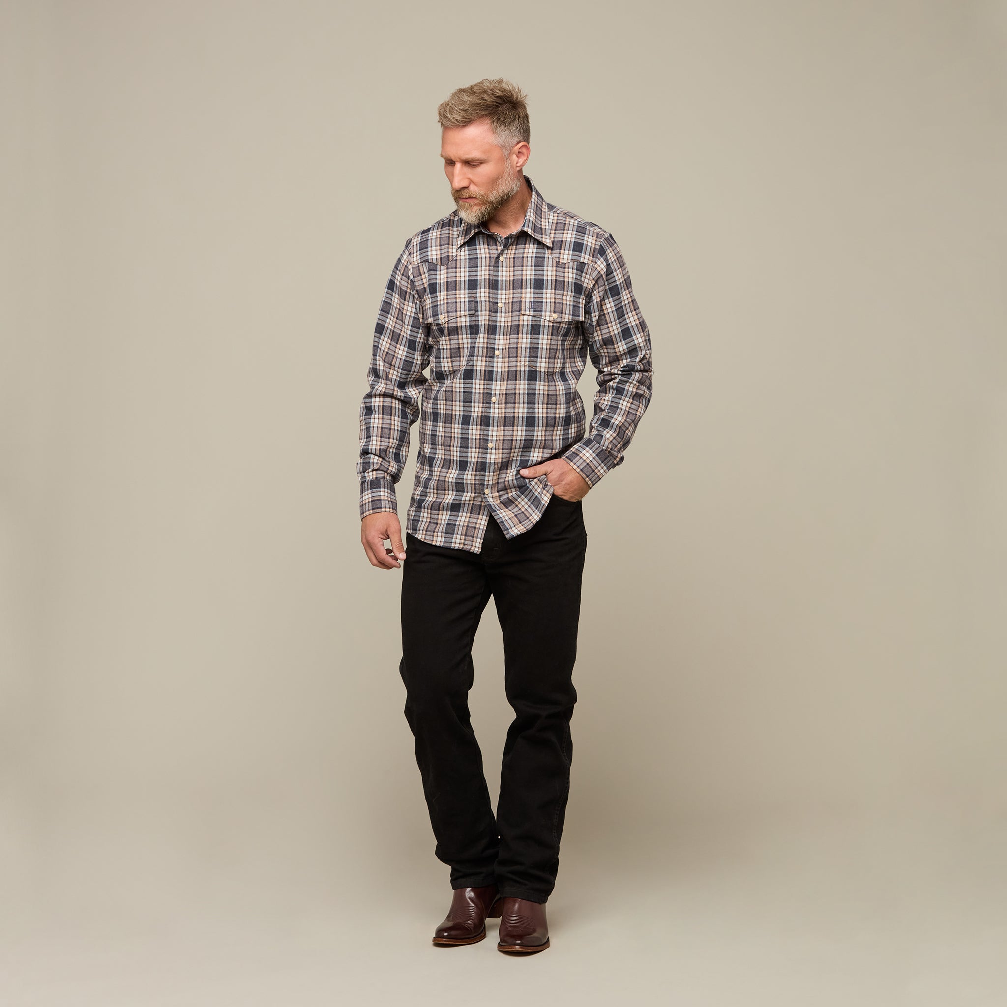 Denver Flannel Blue Brown - Shop Now