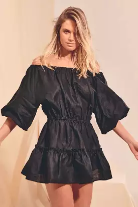 Dylan Black Linen Mini Dress