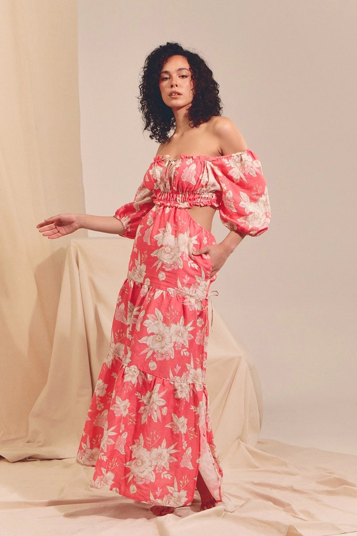 Eden Linen Maxi Dress, Hawaii Rose Collection - Shop Now