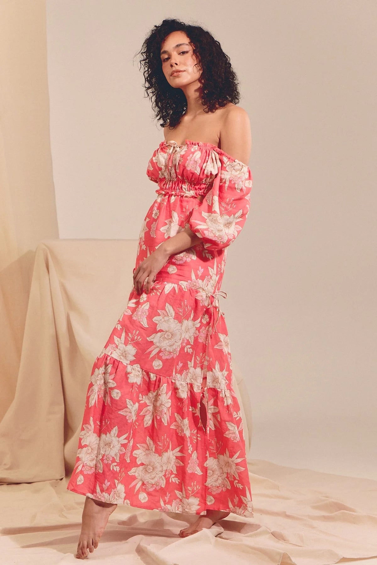 Eden Linen Maxi Dress, Hawaii Rose Collection - Shop Now