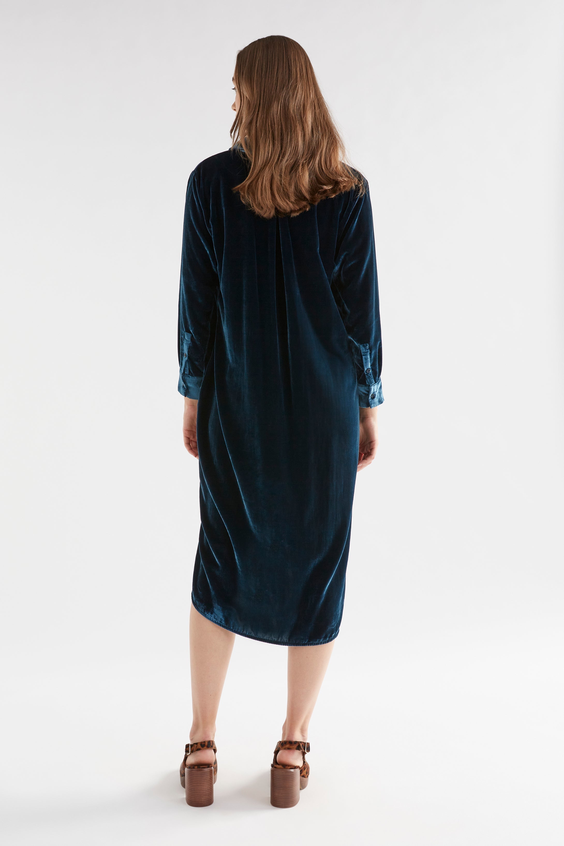 Elk - Suuri Teal Velvet Shirt Dress