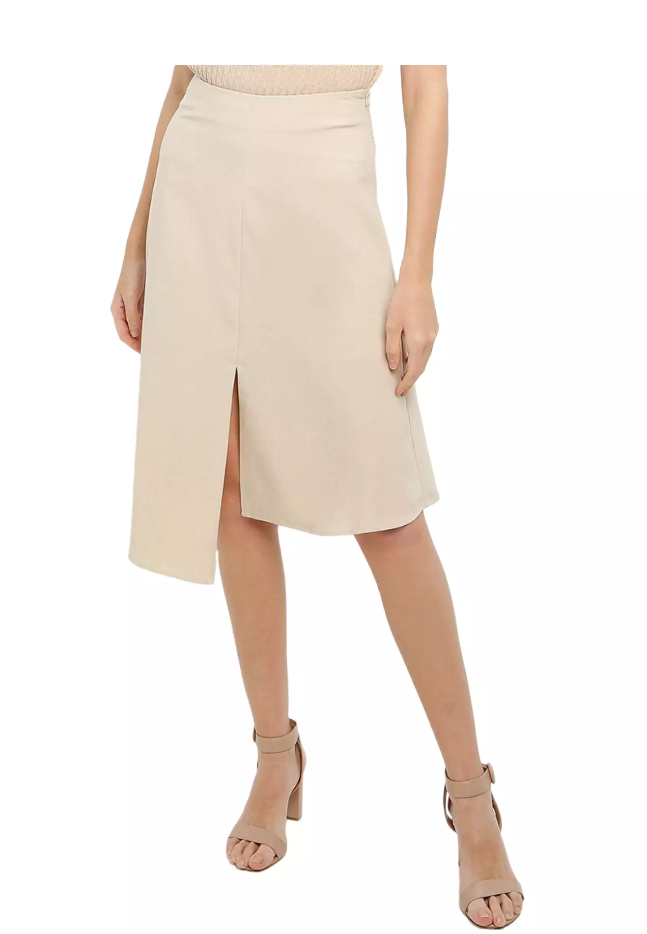 ELLE Apparel Asymmetrical Midi Skirt