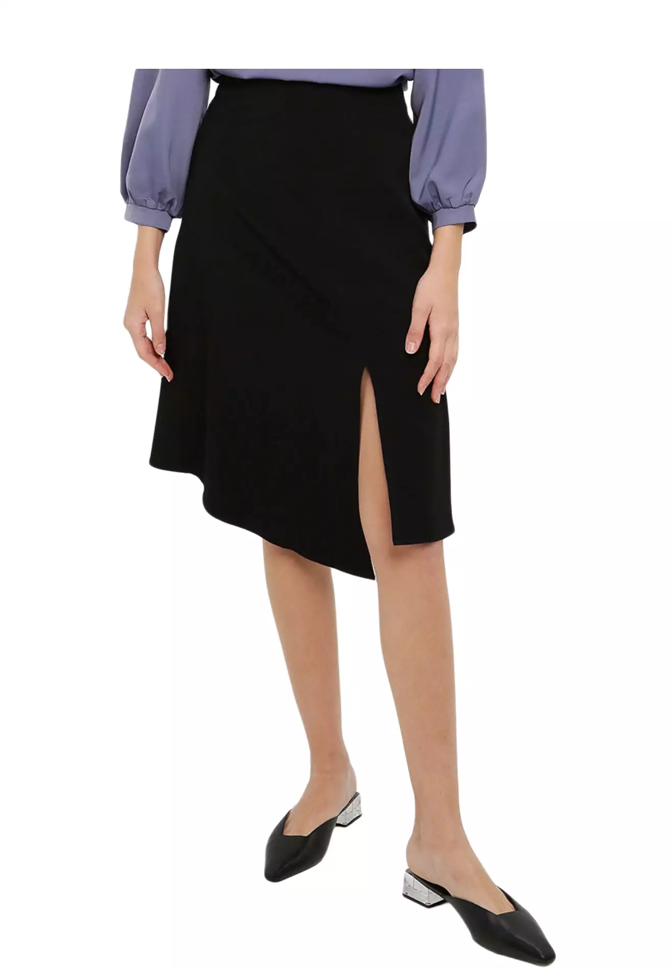 ELLE Apparel Asymmetrical Midi Skirt