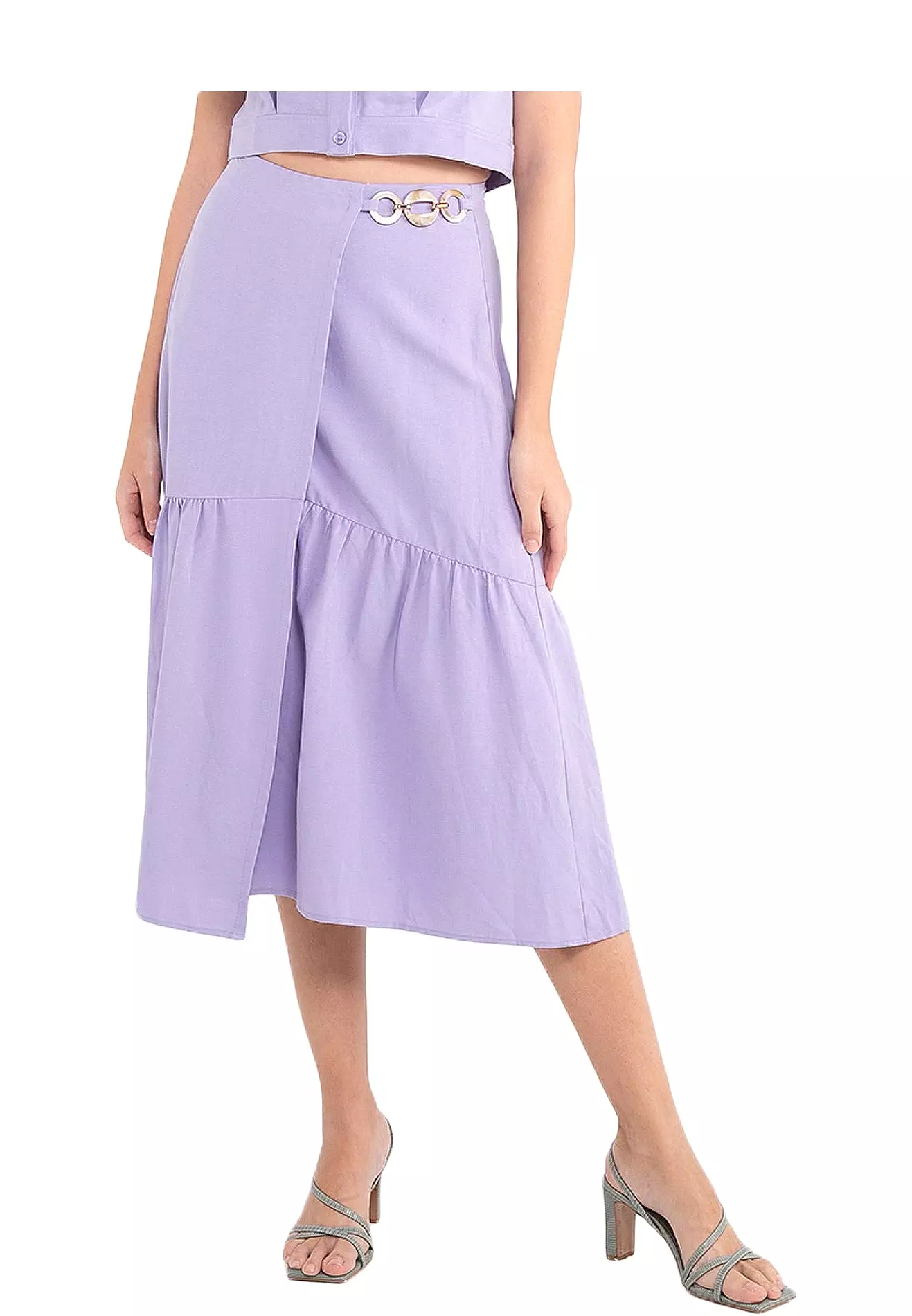 ELLE Apparel Midi Skirt: Overlapping Design