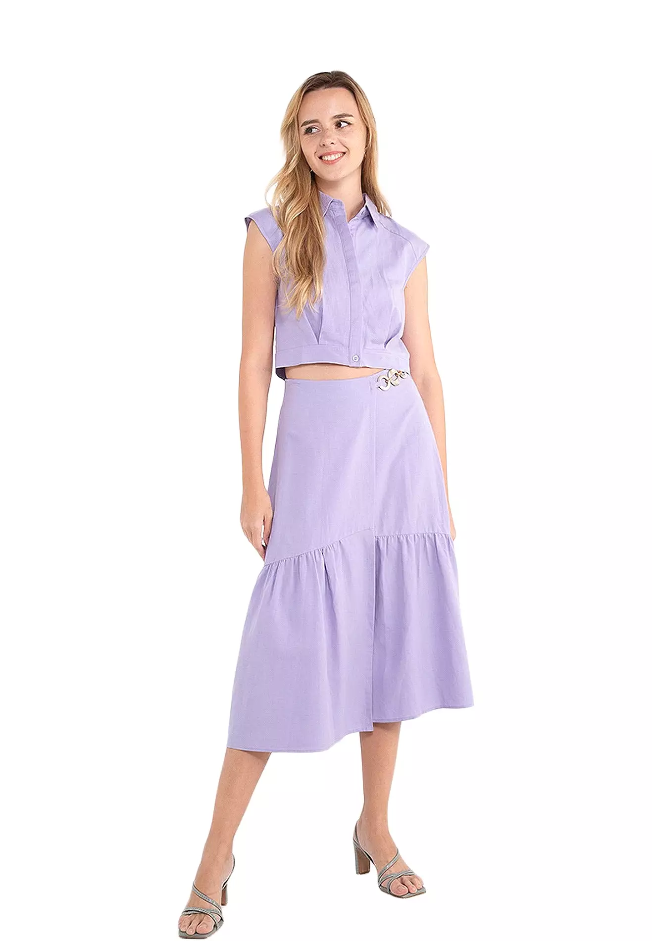 ELLE Apparel Midi Skirt: Overlapping Design