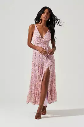 Elsa Maxi Dress, Floral Print, Front Slit