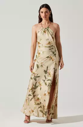 Elynor Floral Halter Maxi Dress