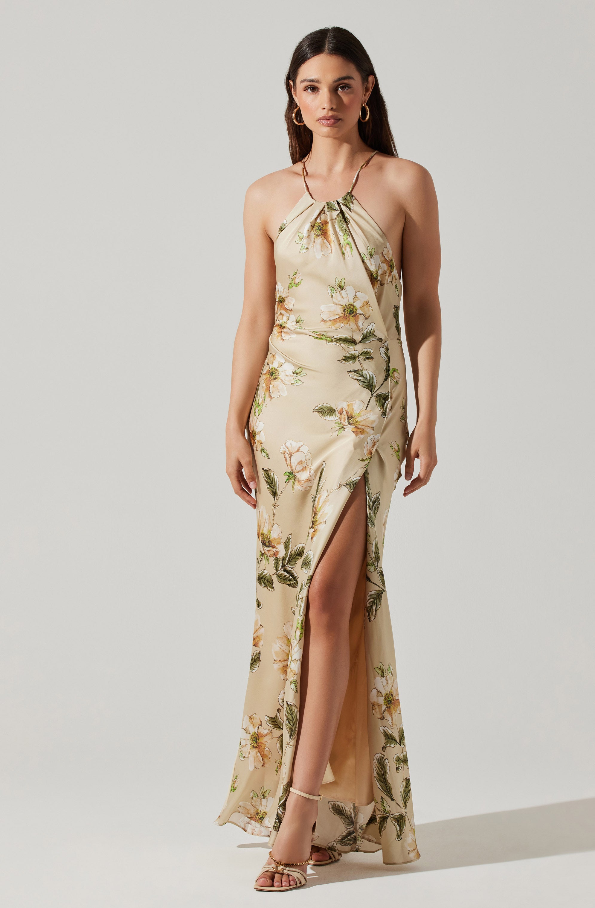 Elynor Floral Halter Maxi Dress