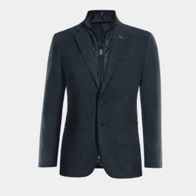 Essential navy blue Donegal tweed blazer.