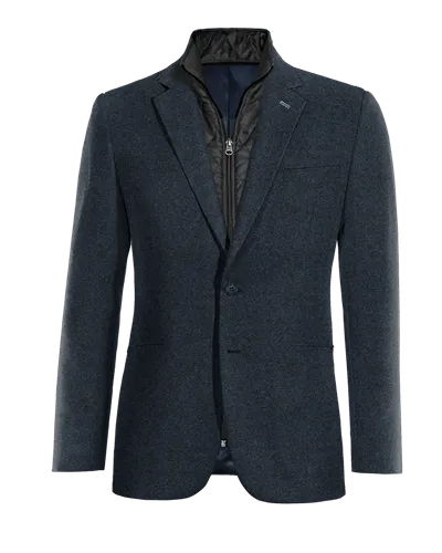 Essential navy blue Donegal tweed blazer.