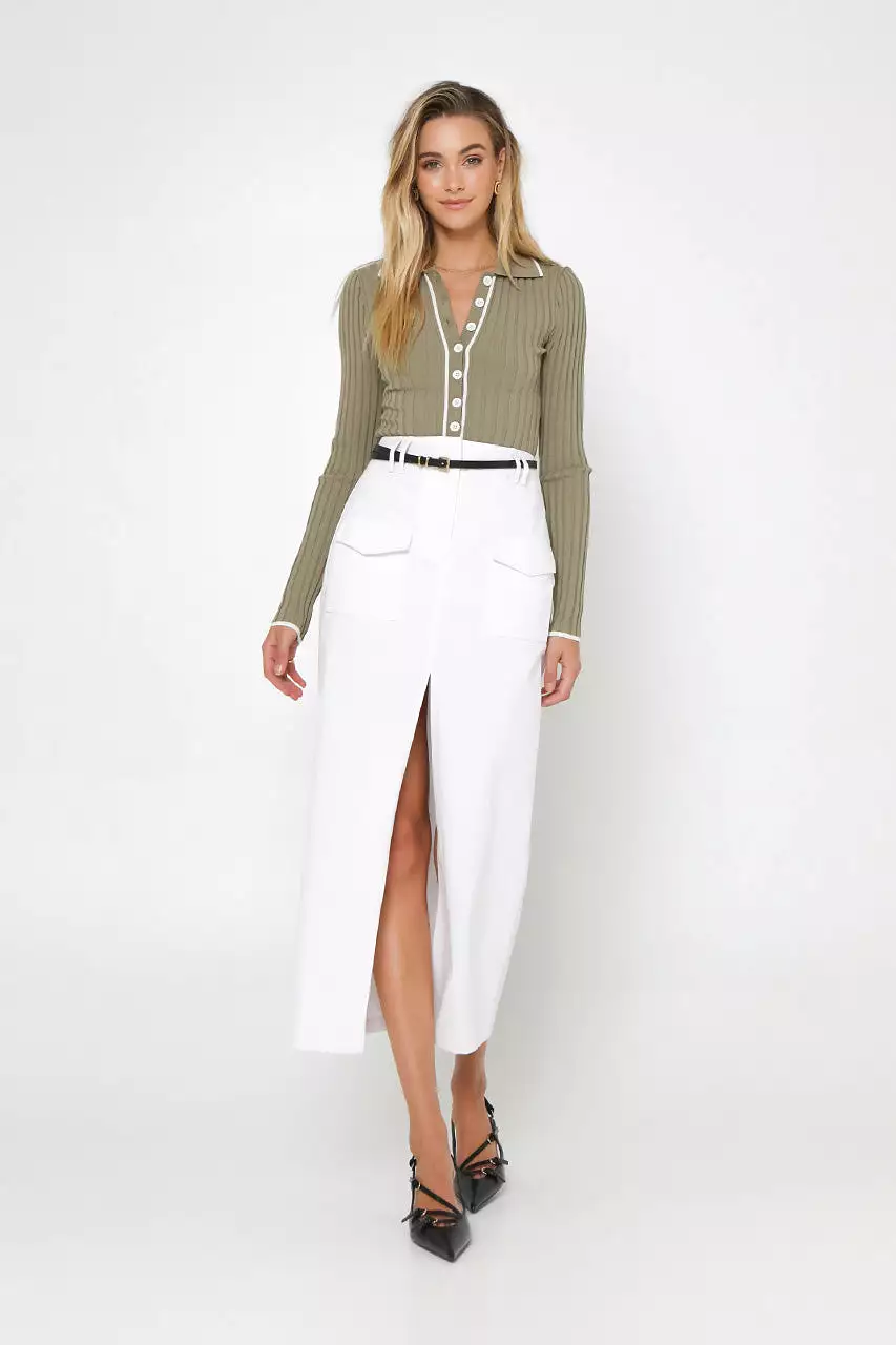 Evan White Midi Skirt