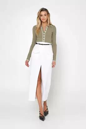 Evan White Midi Skirt