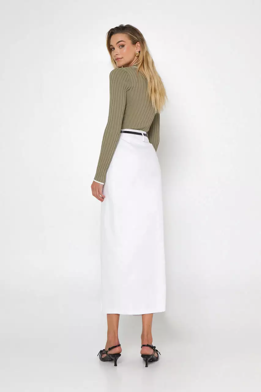 Evan White Midi Skirt