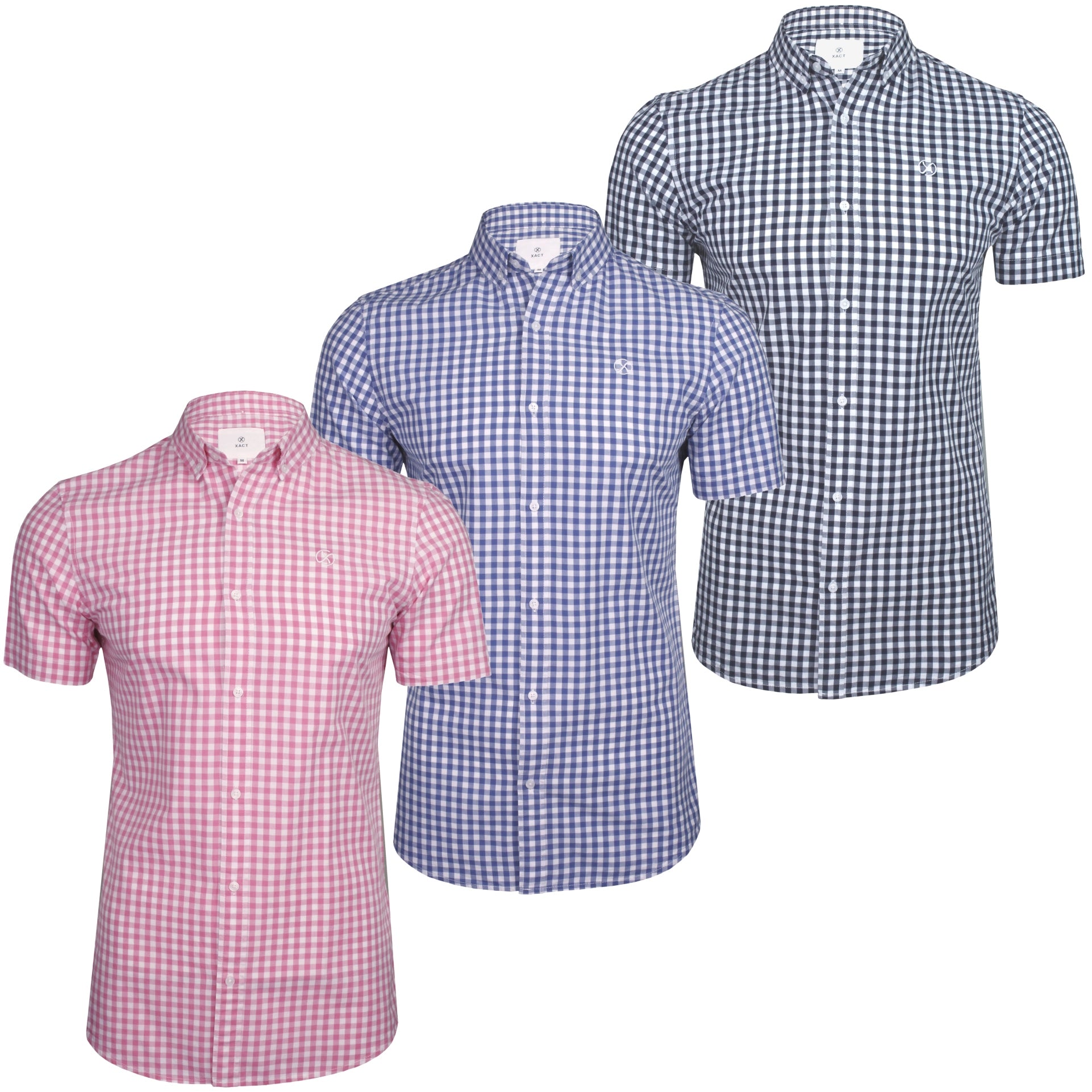 Exact Men's Cotton Gingham Check Shirt - Short Sleeve