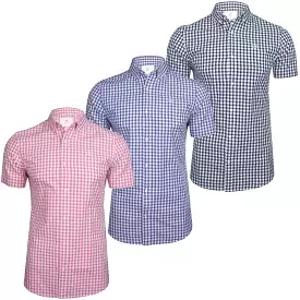 Exact Men's Cotton Gingham Check Shirt - Short Sleeve