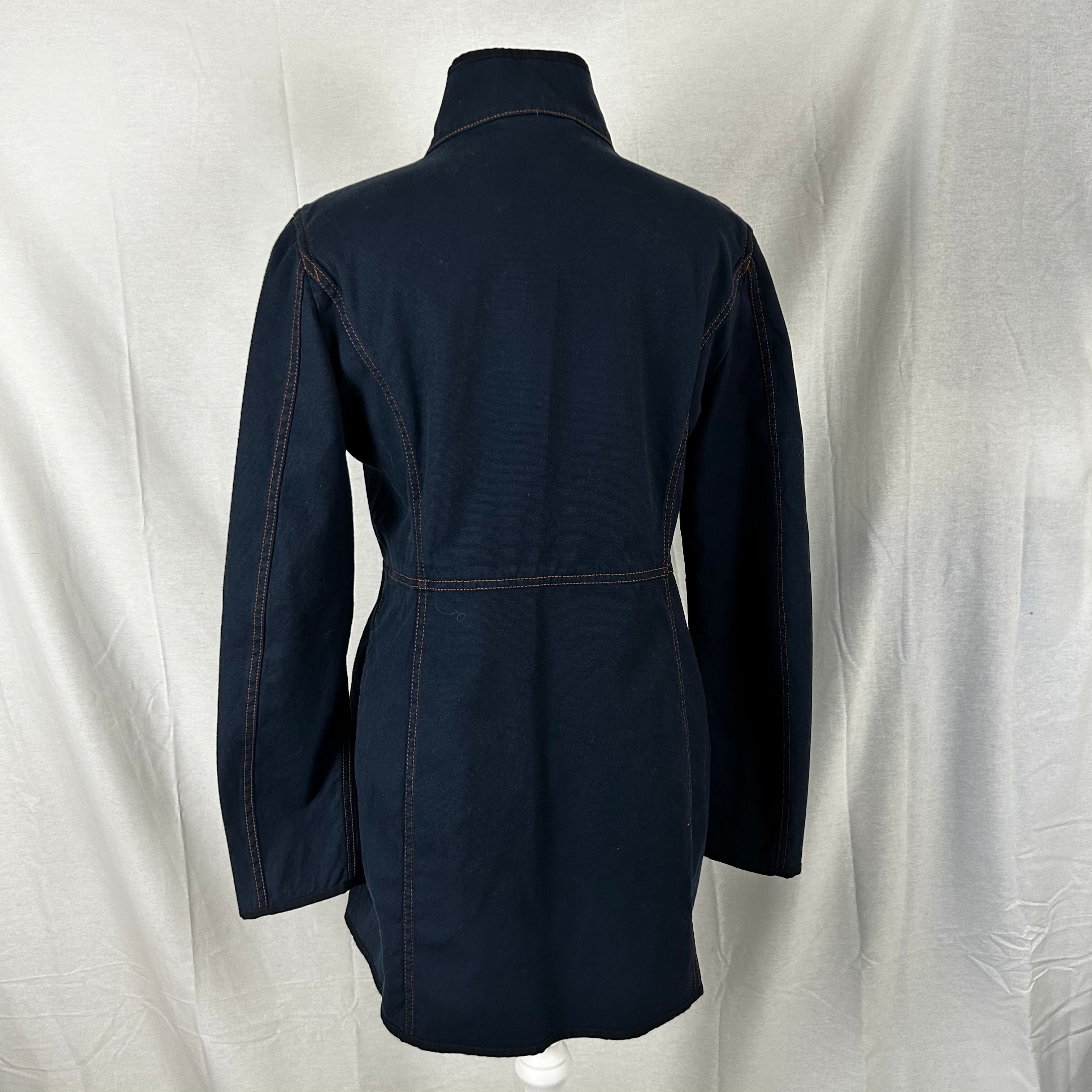 Fay Navy Cotton Contrast Stitch Virginia Short Coat - Brand New M