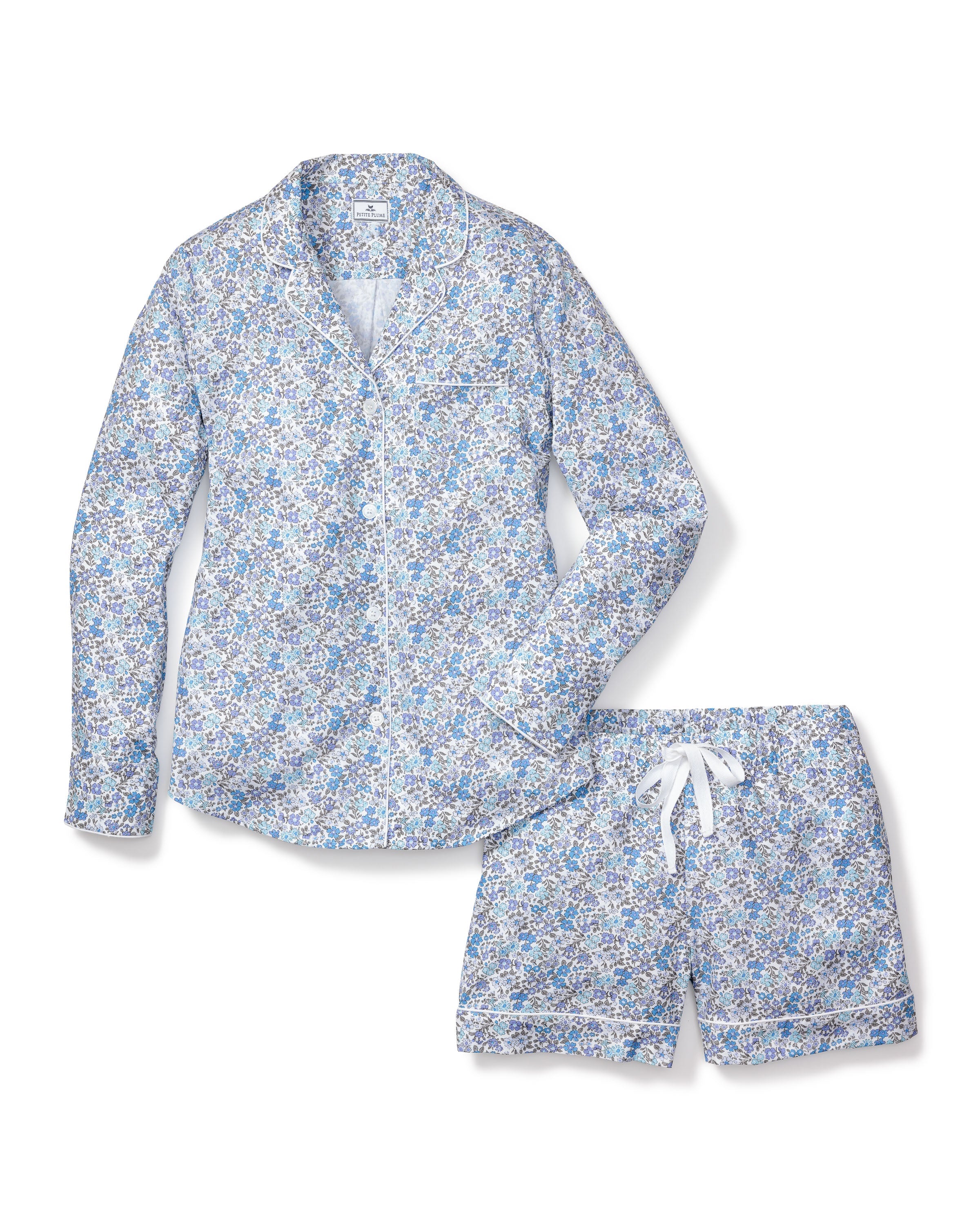 Fleur D'Azur Women's Twill Pajama Long Sleeve Short Set