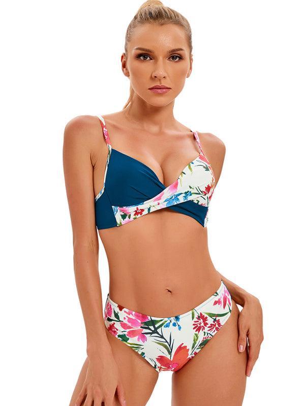 Floral Bandeau Hipster Bikini Set