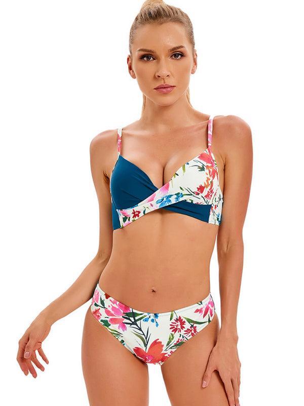 Floral Bandeau Hipster Bikini Set