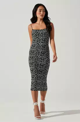 Floral Knit Bodycon Midi Dress - Catira.