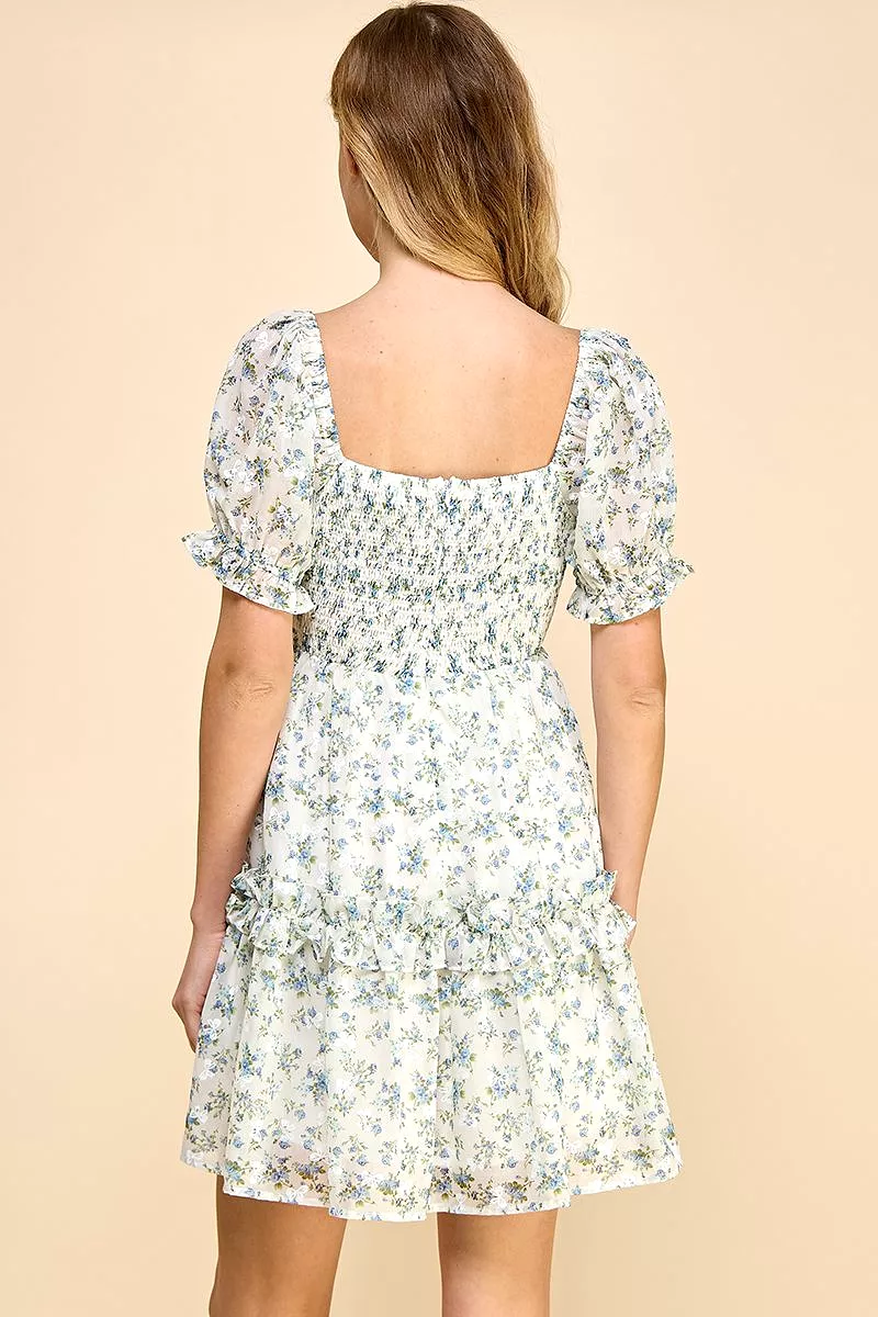 Floral Print Sweetheart Dress