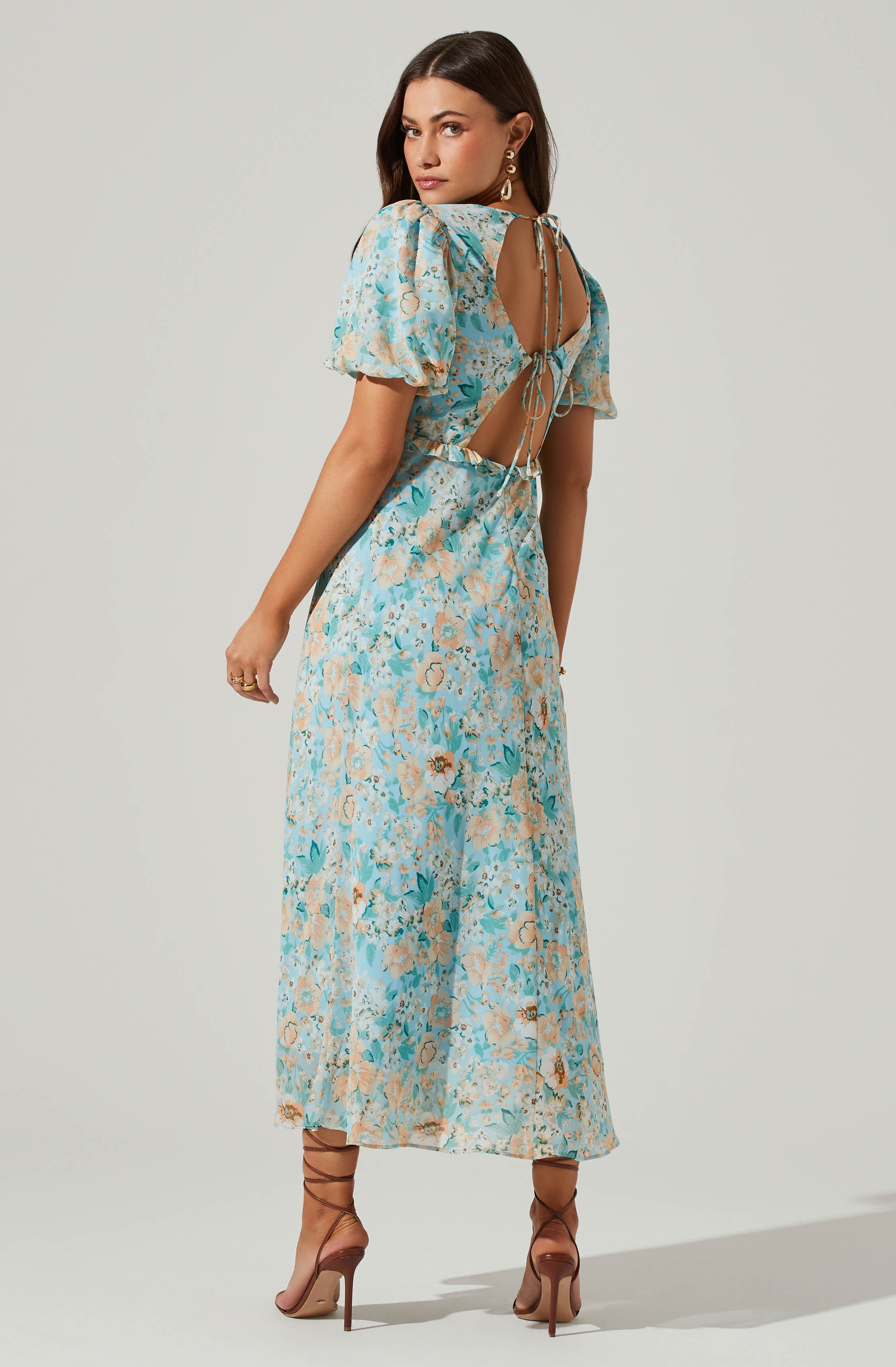 Floral Puff Sleeve Midi Dress by Esperanza